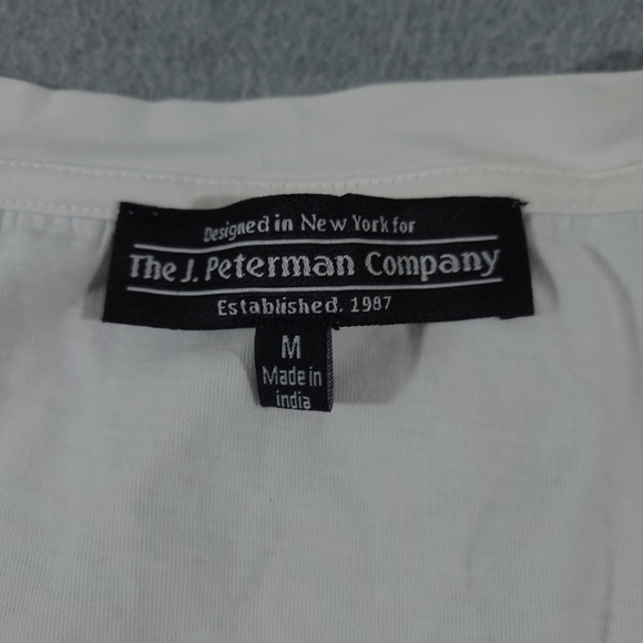 The J Peterman Company Woman’s White Top Supima Cotton Size Medium Half Sleeve - Picture 3 of 7
